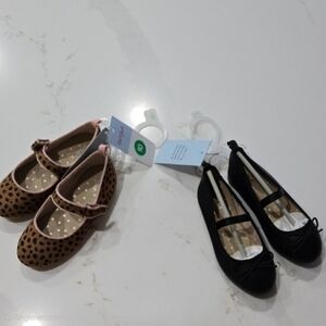 Stylish Kids Ballet Flats - Leopard,Rose Gold, and Black, Set Of 2.